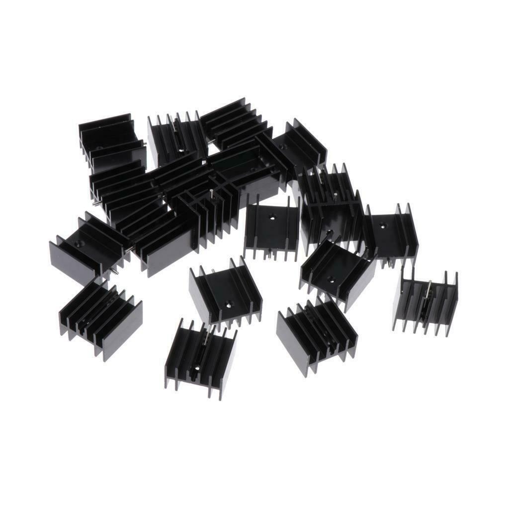 20x 24x16x25mm Black Aluminum  Sink For 7805 Mosfet Transistors+Screws