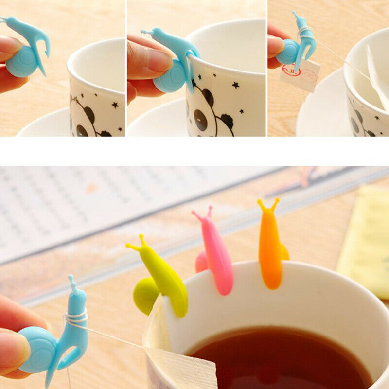 Lovely candy color snail shaped silica gel tea bag pendant cup mouth Pend.l8