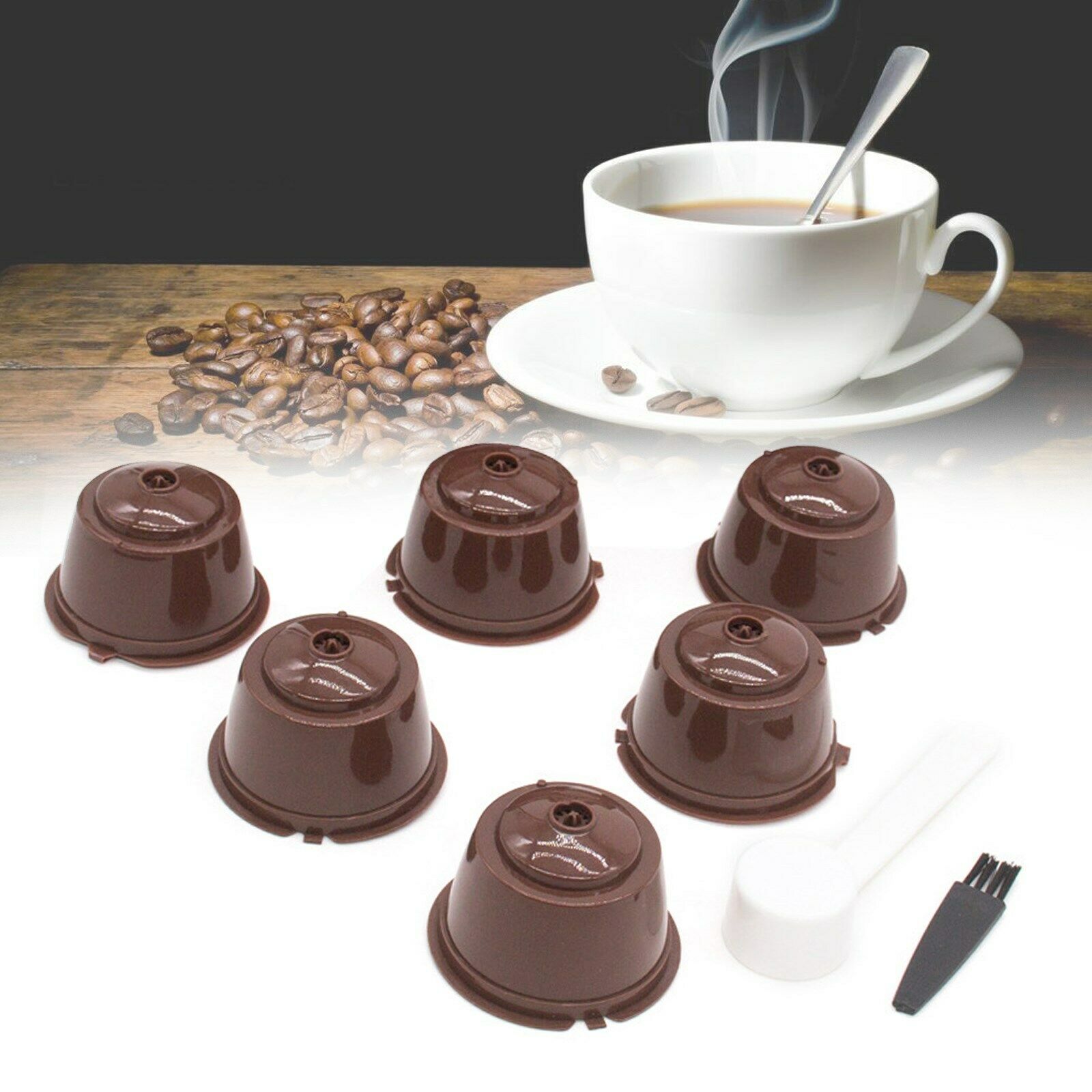 6Pcs Reusable Refillable Coffee Filter Capsule Cup Fit For Dolce Gusto CA
