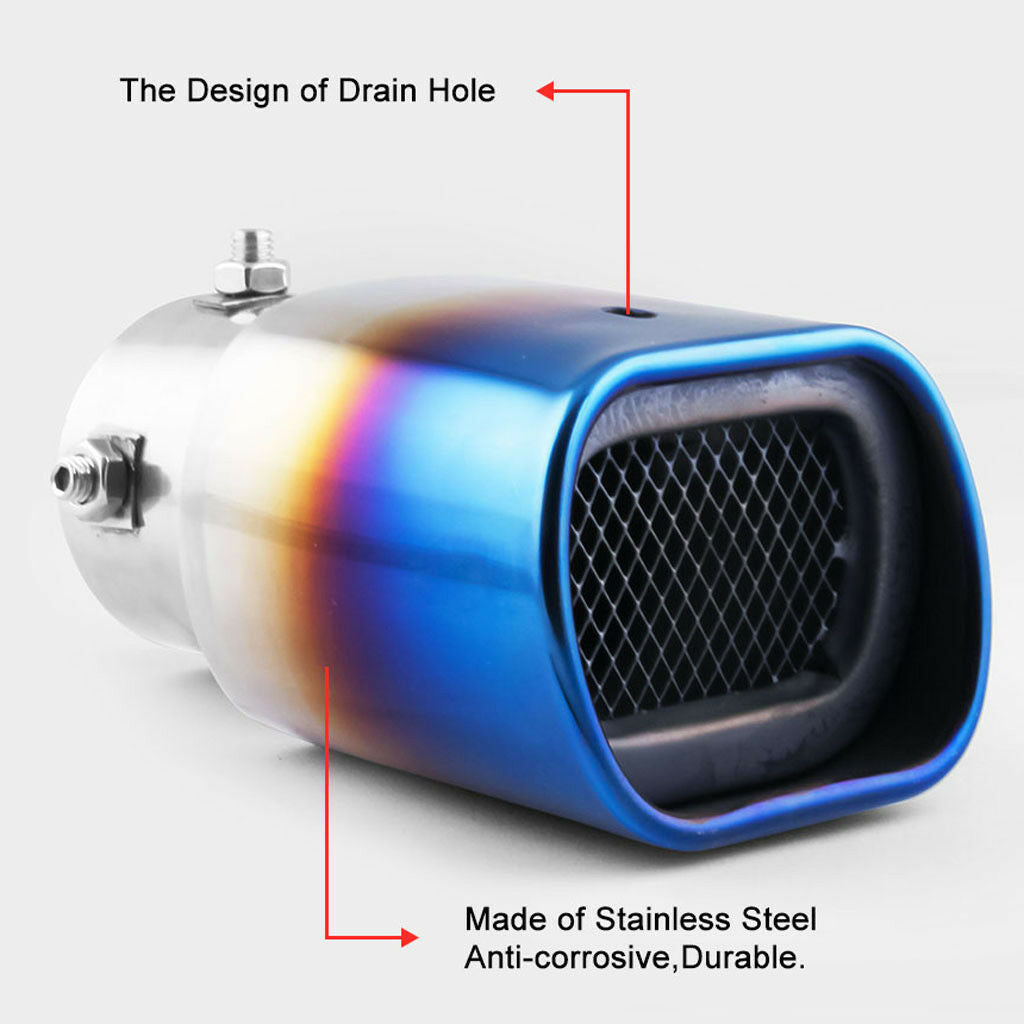 Car 63mm 2.5'' Inlet Stainless Steel Exhaust Tail Muffler Tip Pipe Blue