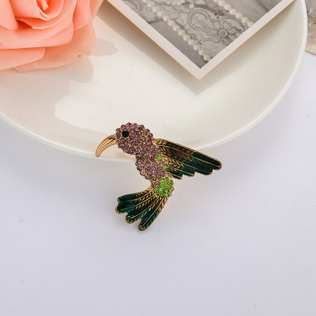 Korean Diamond Crystals Lovely Children Humming Bird Brooch Pin Ornaments