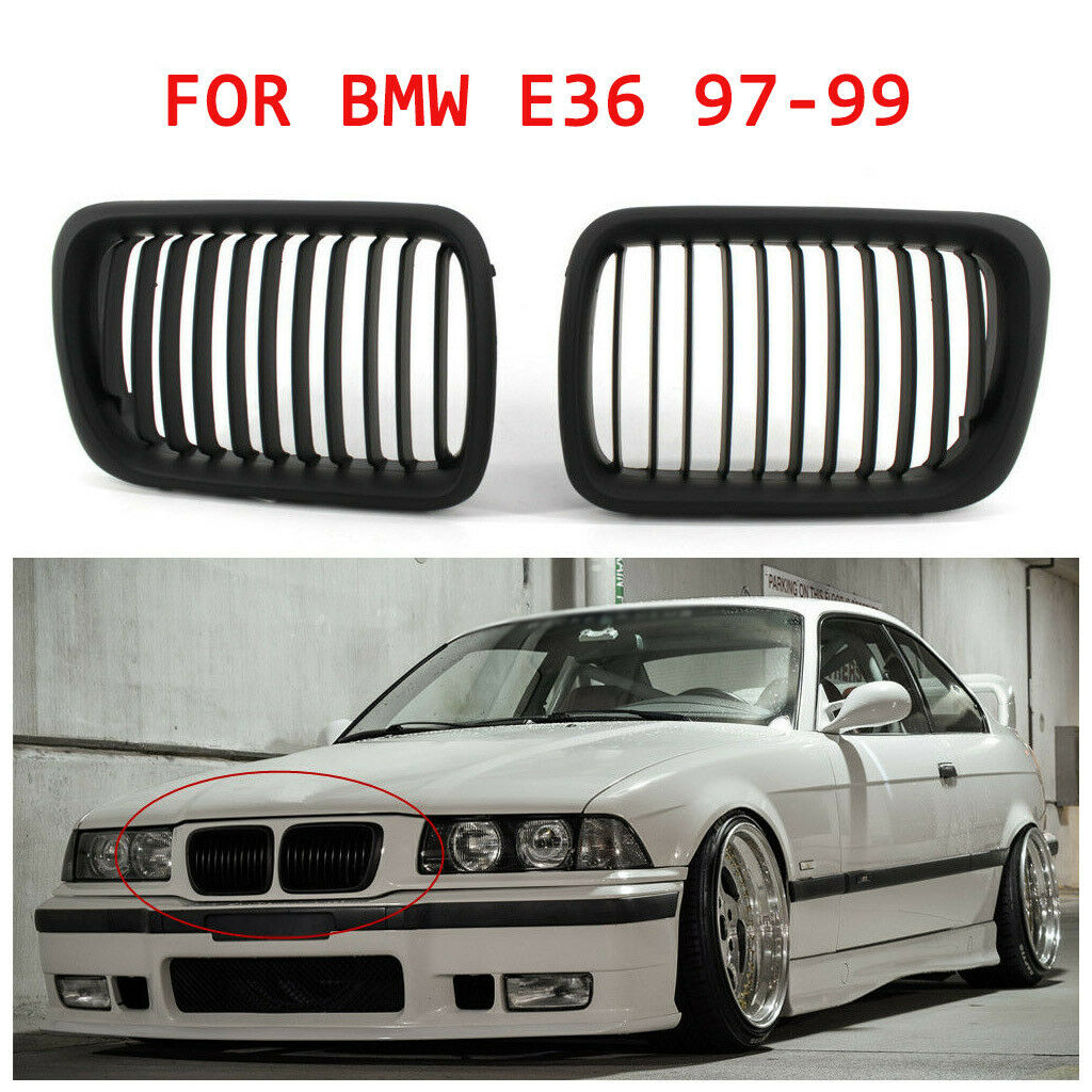 Glossy Black Front Kidney Grille For BMW E36 1997-1999 3-Series