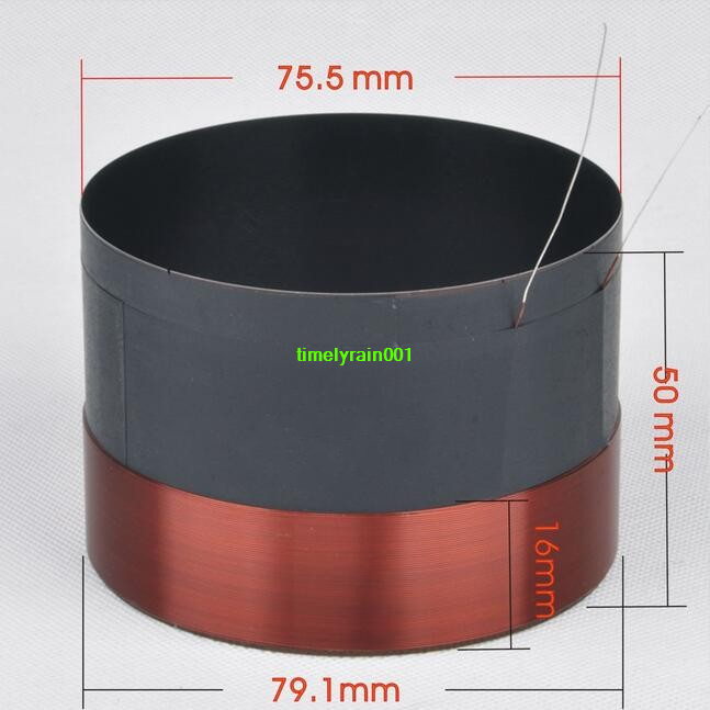 2pcs 75.5mm Woofer voice coil Bass speaker coil Black aluminum Home Audio parts