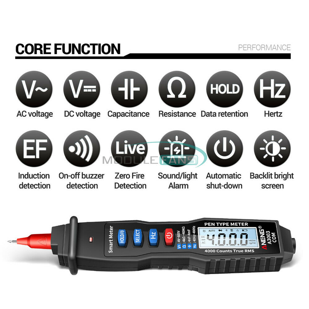 A3003 Digital Multimeter Pen Type 4000 Count with Non AC/DC Contact Tester