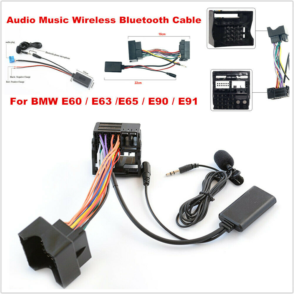 Car Audio Wireless Bluetooth Aux Input Cable Adapter Wire Harness For BMW E60/90