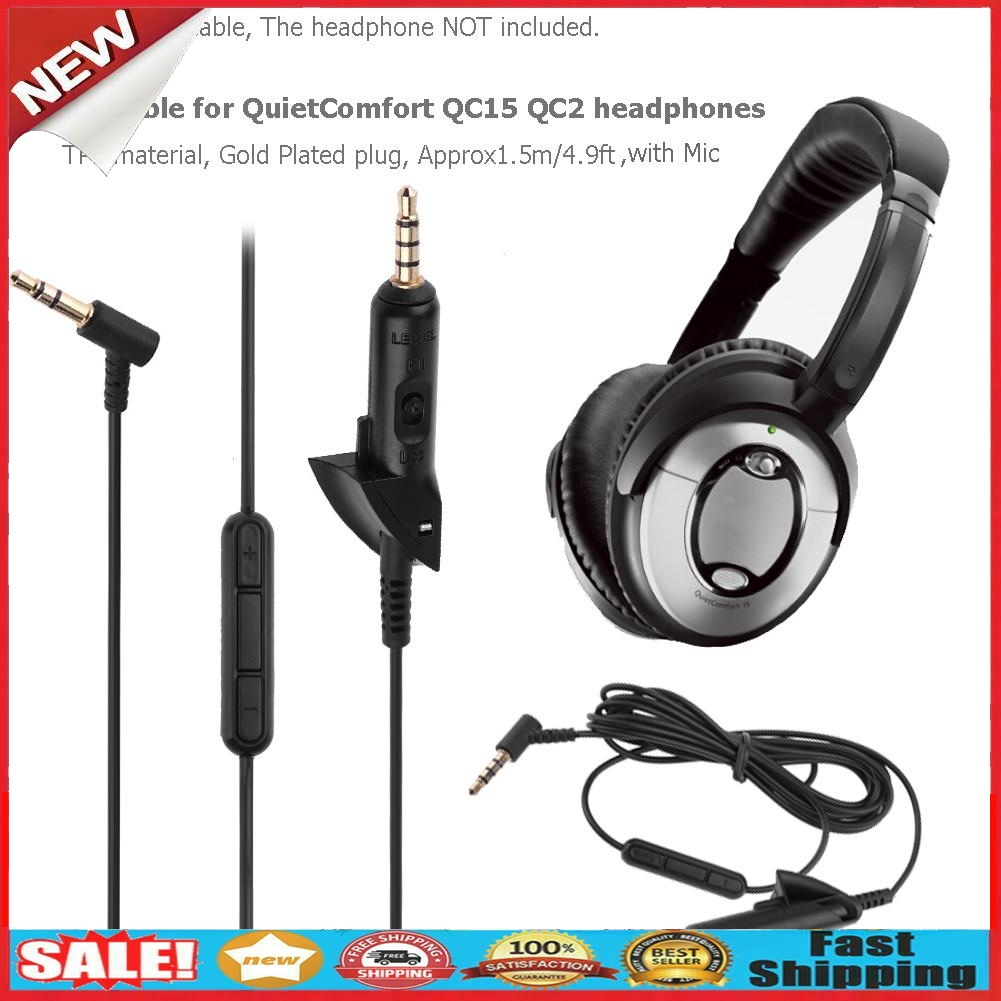 1.5m 3.5mm Male to Male Audio Cable Wire w/ Mic for Bose QC15 QC2 Earphone @