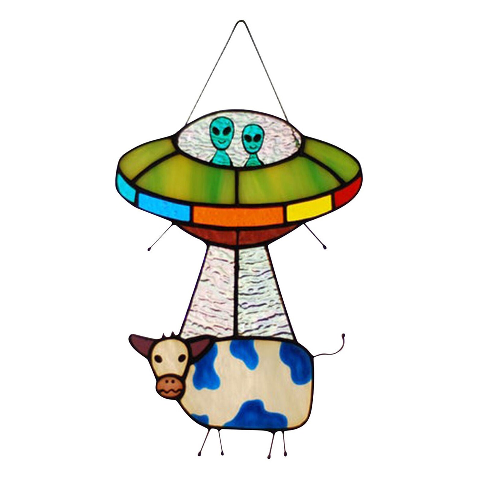 Acrylic UFO Alien Cow Stained Pendant Window Hanging Suncatcher Home Garden T2R6