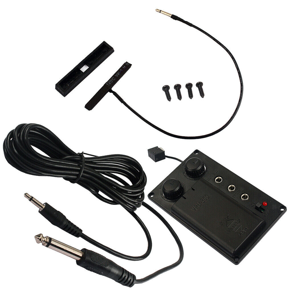Metal Violin Fiddle Silent EQ Pickup with Piezo Set for Electric Violin