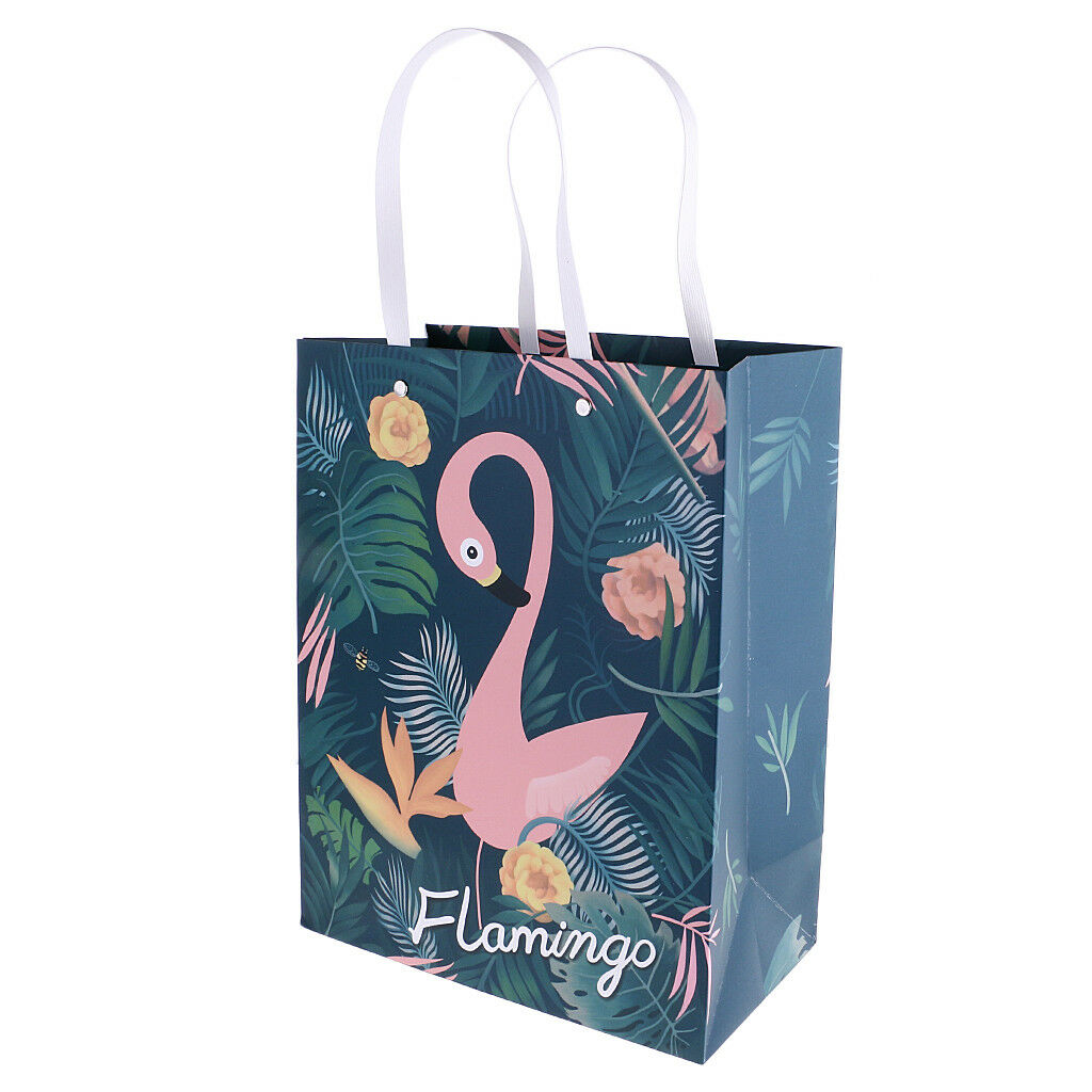 6x Flamingo Paper Loot Bags Favour Wedding XmasParty Gift Bags 13x9x14cm