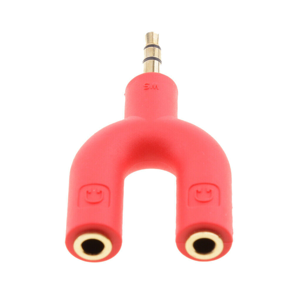 2Pcs 3.5mm Earphone Adapter Plug,U Shape Double Jack Stereo Headphone Splitter