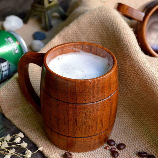 4X Wooden Handmade Drinks Coffee Cups Beer Cup Kitchen Office Birthday Gifts