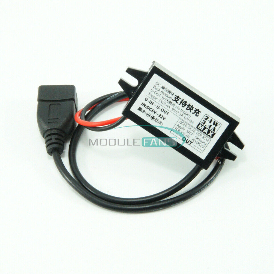 DC 12V 24V to QC2.0 3.0 Fast Charging Waterproof Buck Step down Power Supply 24W