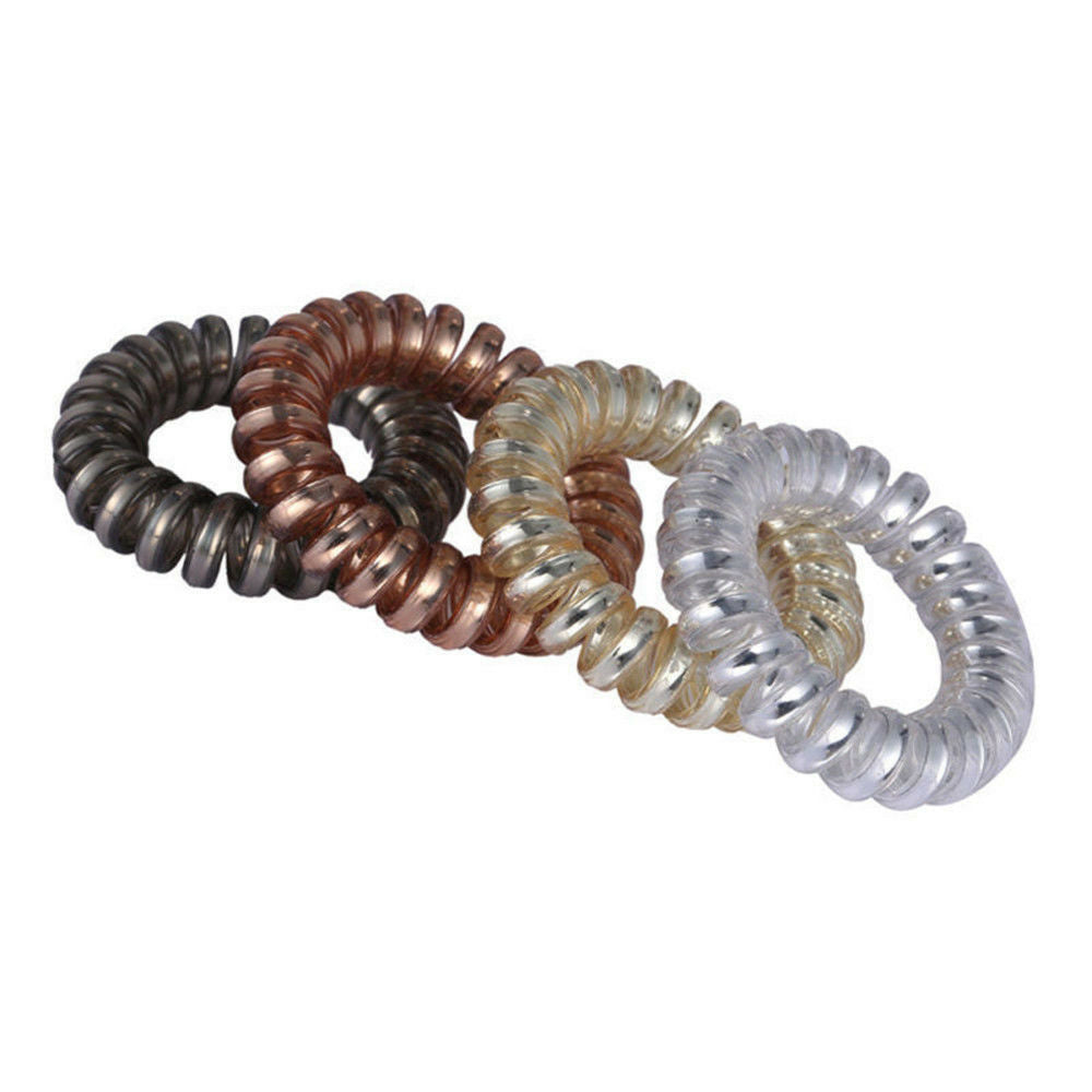 12PCS Rubber Telephone Wire Hair Ties Spiral Hair Head Elastic Bands Lot