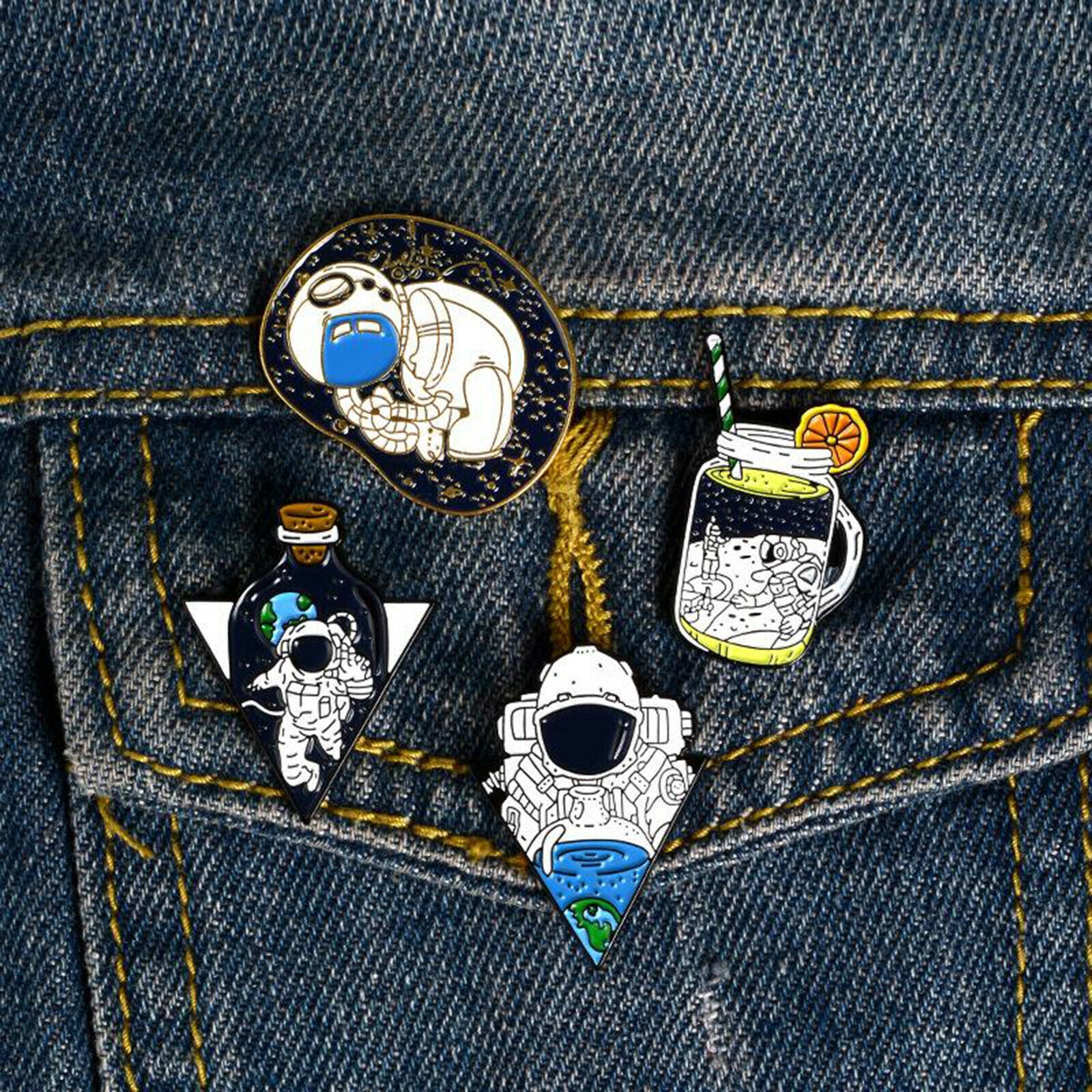 Pack of 6 Astronaut Enamel Pins Brooch Badge Jewelry Gift Decoration DIY