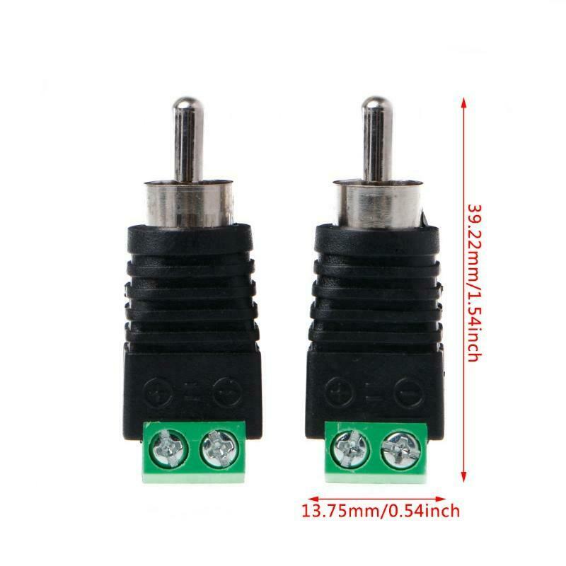 3 Pcs RCA Male Plug to AV Terminal Connector Video AV Balun 2 Screw