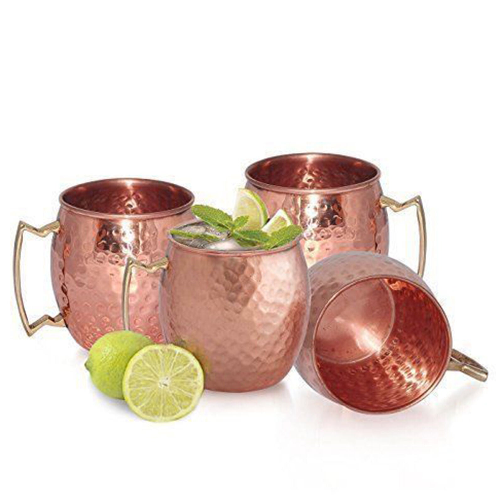 Moscow Mule Mug Cup Drinking Hammered Copper Brass Steel Gift Set 18 oz New
