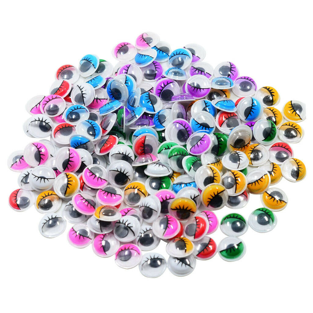 168x Colorful Plastic Wobbly Wiggle Eyes with Eyelashes for Craft Stickers