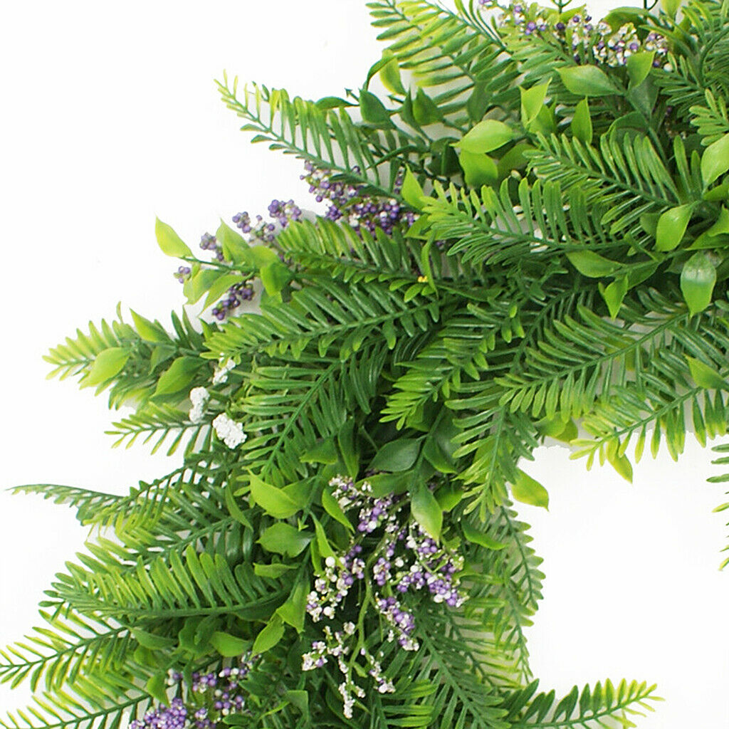 Artificial Green Leaves Wreath 45cm Lavender Garland Hanging Front Door