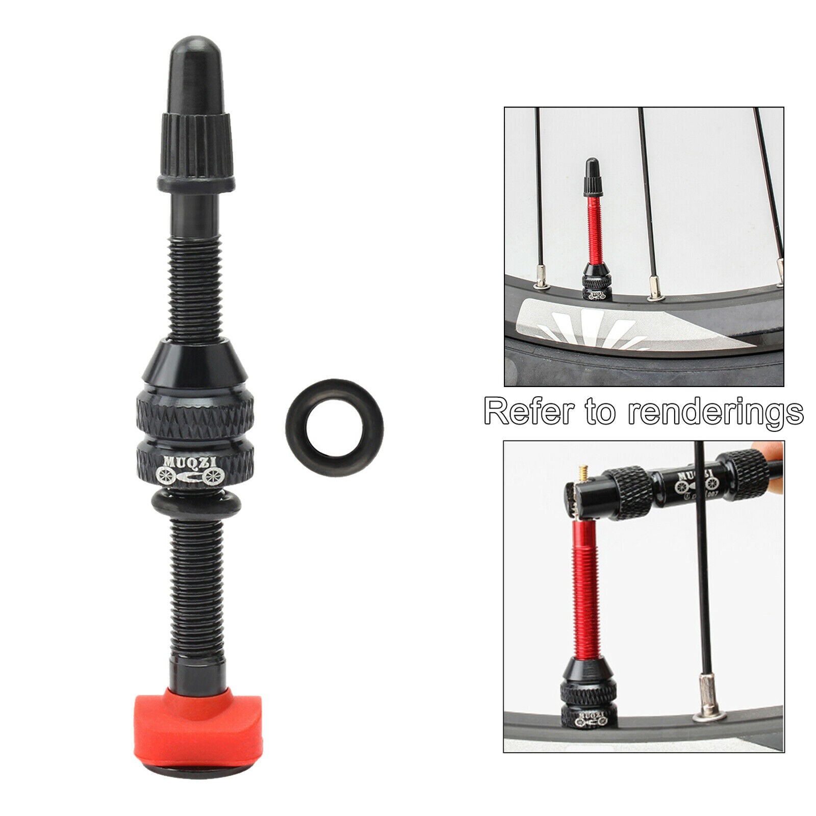 Tubeless Presta Valve Bicycle MTB Vacuum Tire Nozzle Brass Core 60mm,Black