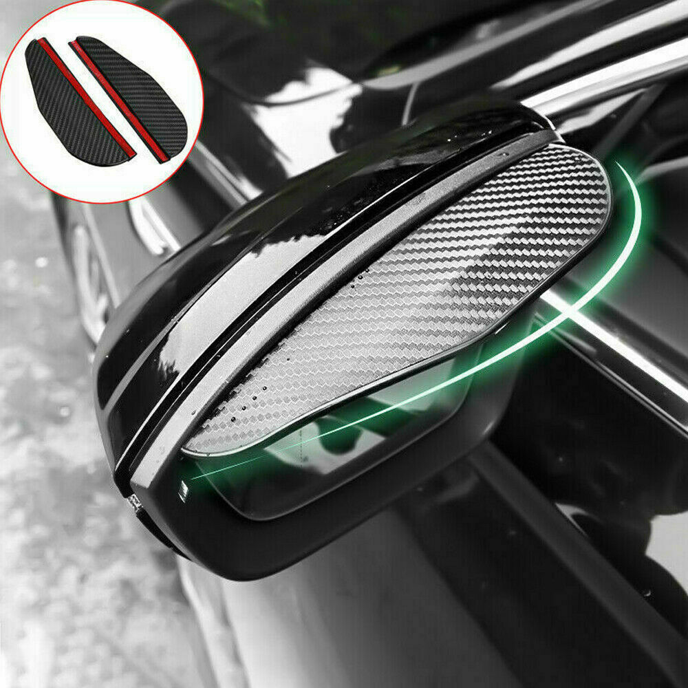 2 Piece Carbon Fiber Black Mirror Rain Visor Guard For Car Auto Accessories