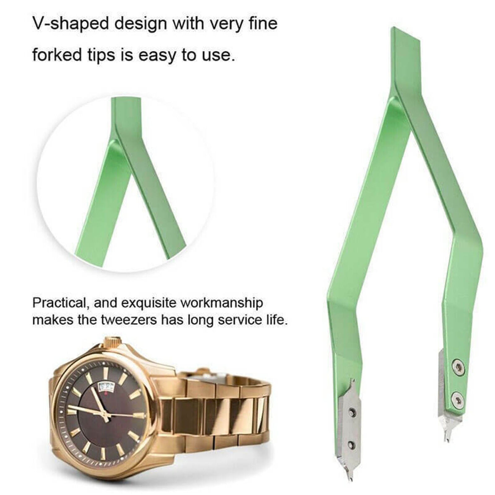 1X(V-Shaped Watch Spring Bar Remover Tweezers Watch Repair Tool Y1O6)