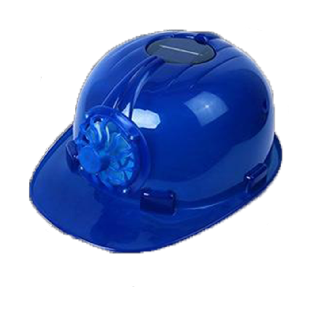 Outdoor Safety Helmet Supplies w/ Solar Fan ABS Plastic Sunblock Tools Blue