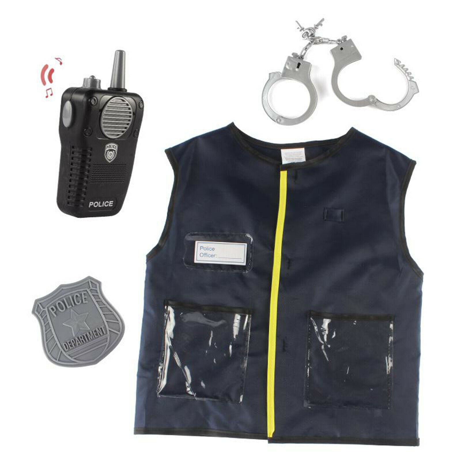 4pcs Unisex Kids Policeman Vest Career Costume Occupation Role Play Clothes