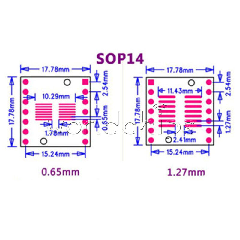 10PCS SOP14 SSOP14 TSSOP14 to DIP14 PCB SMD DIP/Adapter plate Pitch 0.65/1.27mm