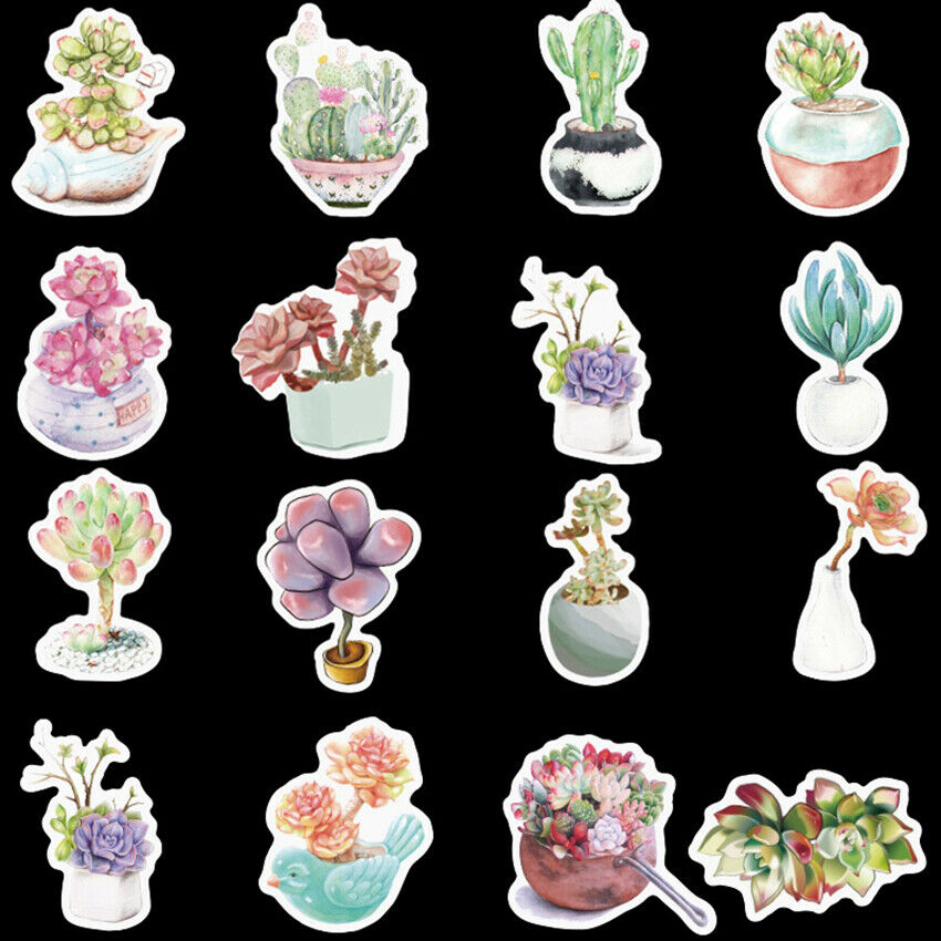 50pcs/pack DIY Pad Stickers Memo Stationery Succulent Bonsai Stickers Scrapbook