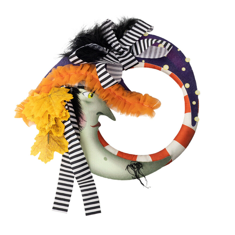 Artificial Wreath,Witch Moon Wreath Happy Halloween Halloween Party for Home