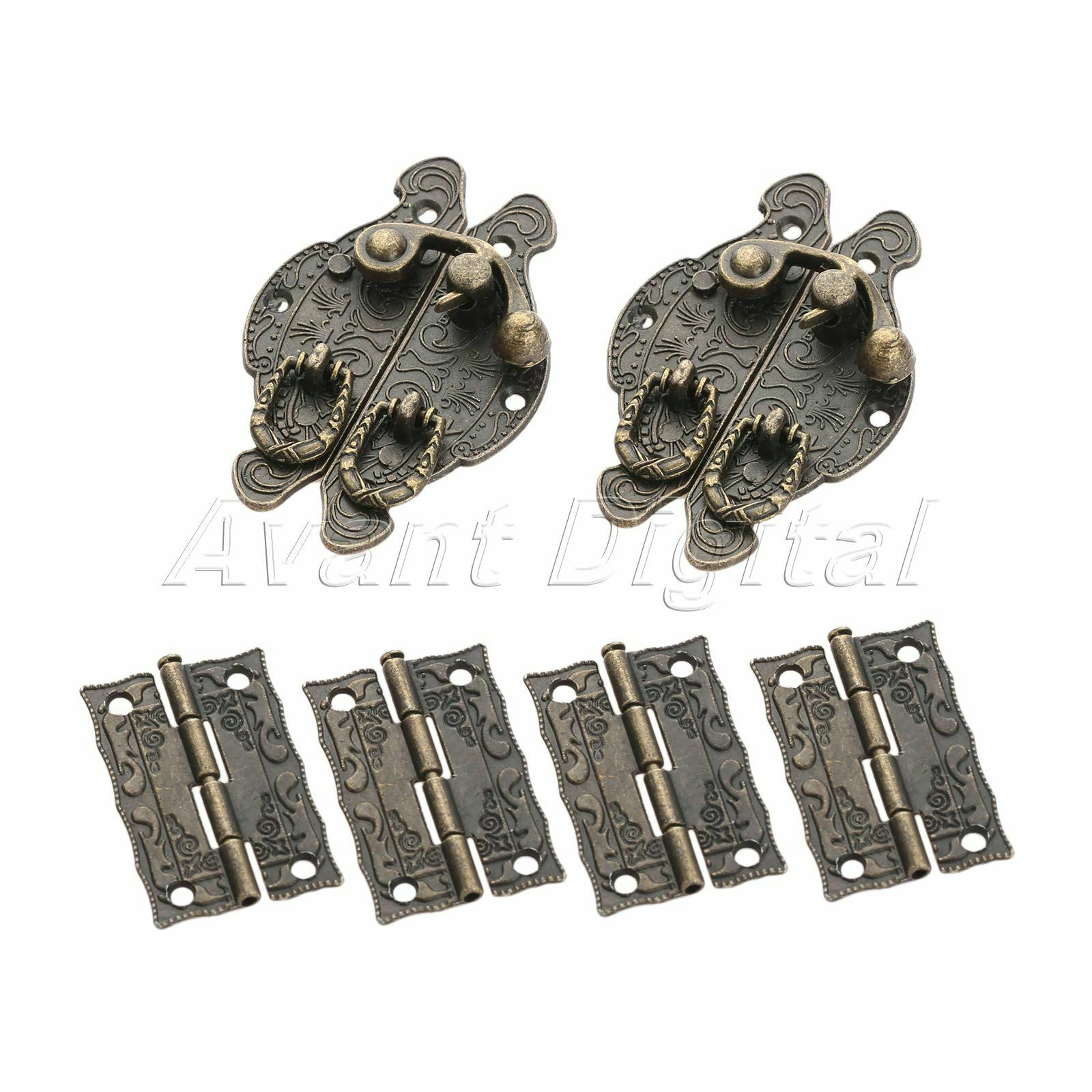 2PCS Metal Amboss Chest Suitcase Jewelry Box Lock Box Latch Clasps w/ 4pc Hinges