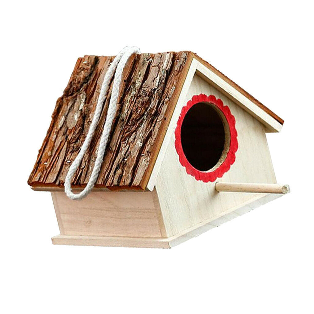 MagiDeal Wooden Bird House Nesting Box w/ Stick For Small Wild Garden Birds