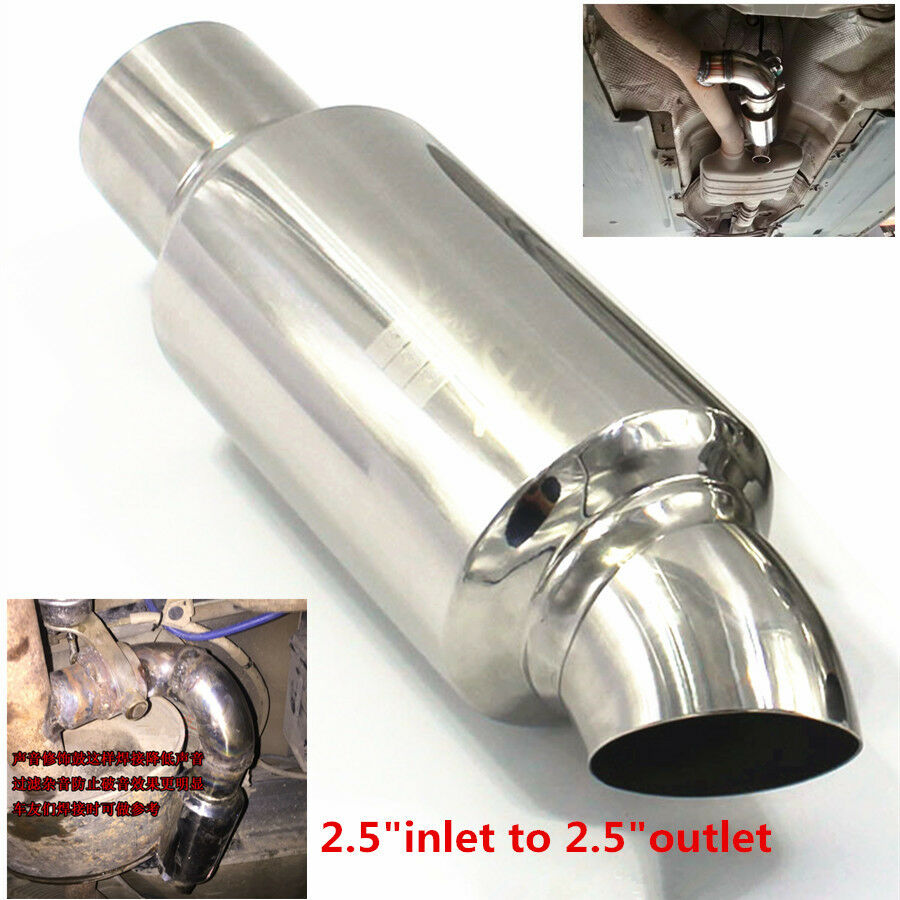 2.5"inlet to 2.5"outlet Car Muffler Exhaust Pipe Tip Universal Stainless Steel