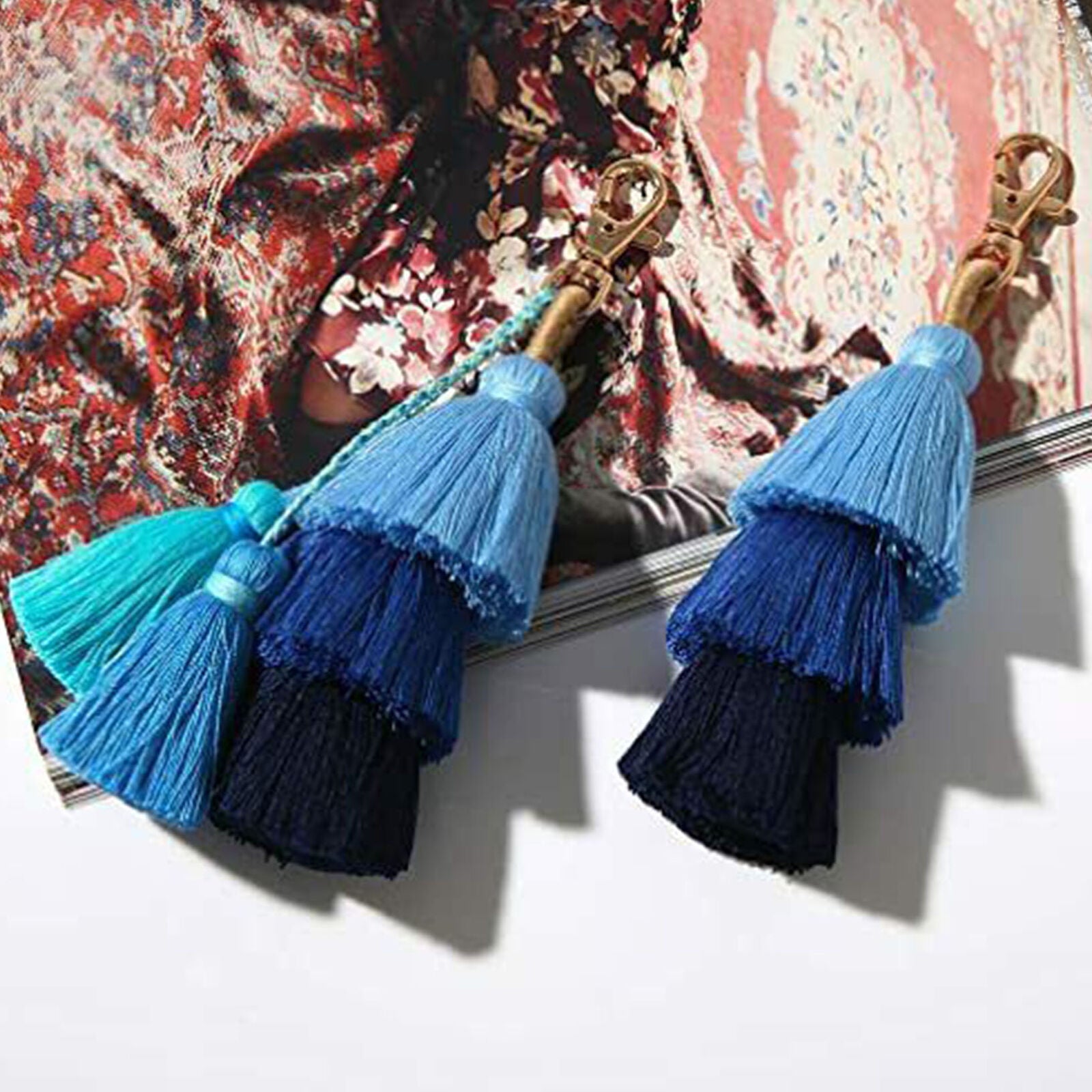 3PCS Colorful Tassel Bag Charm Key Chain Handmade Cute Keychains for Women