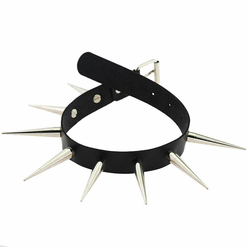 Metal Spike Rivets Rock Gothic Chokers PU Leather Stud Collar Choker Necklac Qx