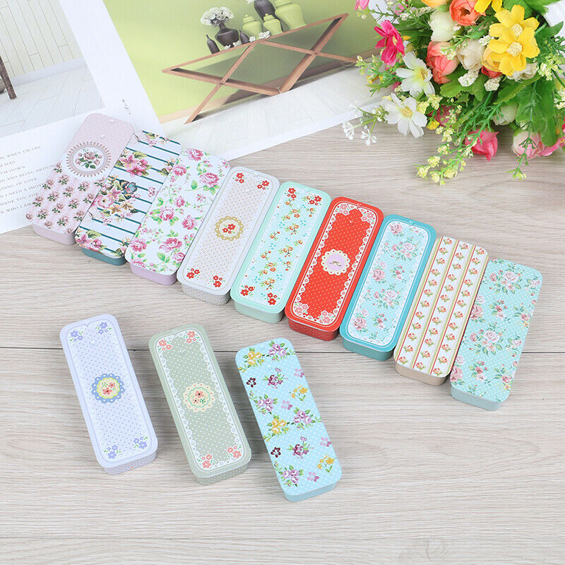 Rectangular Slide Cover Mini Iron Box Storage Pill Case Portable Tin Cont.l8