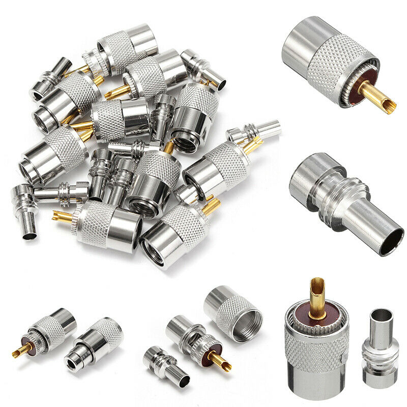 10pcs PL259 Solder Connector Plug With Reducer for RG8X Coaxial Coax Cable Kit