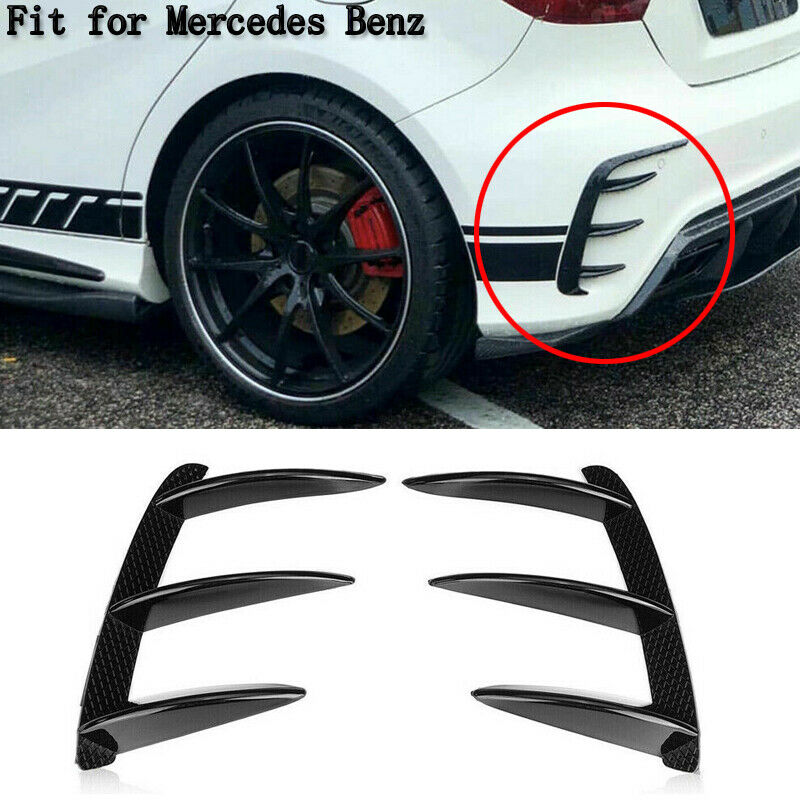 1Pair Left&Right Fit For Mercedes Benz Rear Bumper Splitter Canard Glossy Black