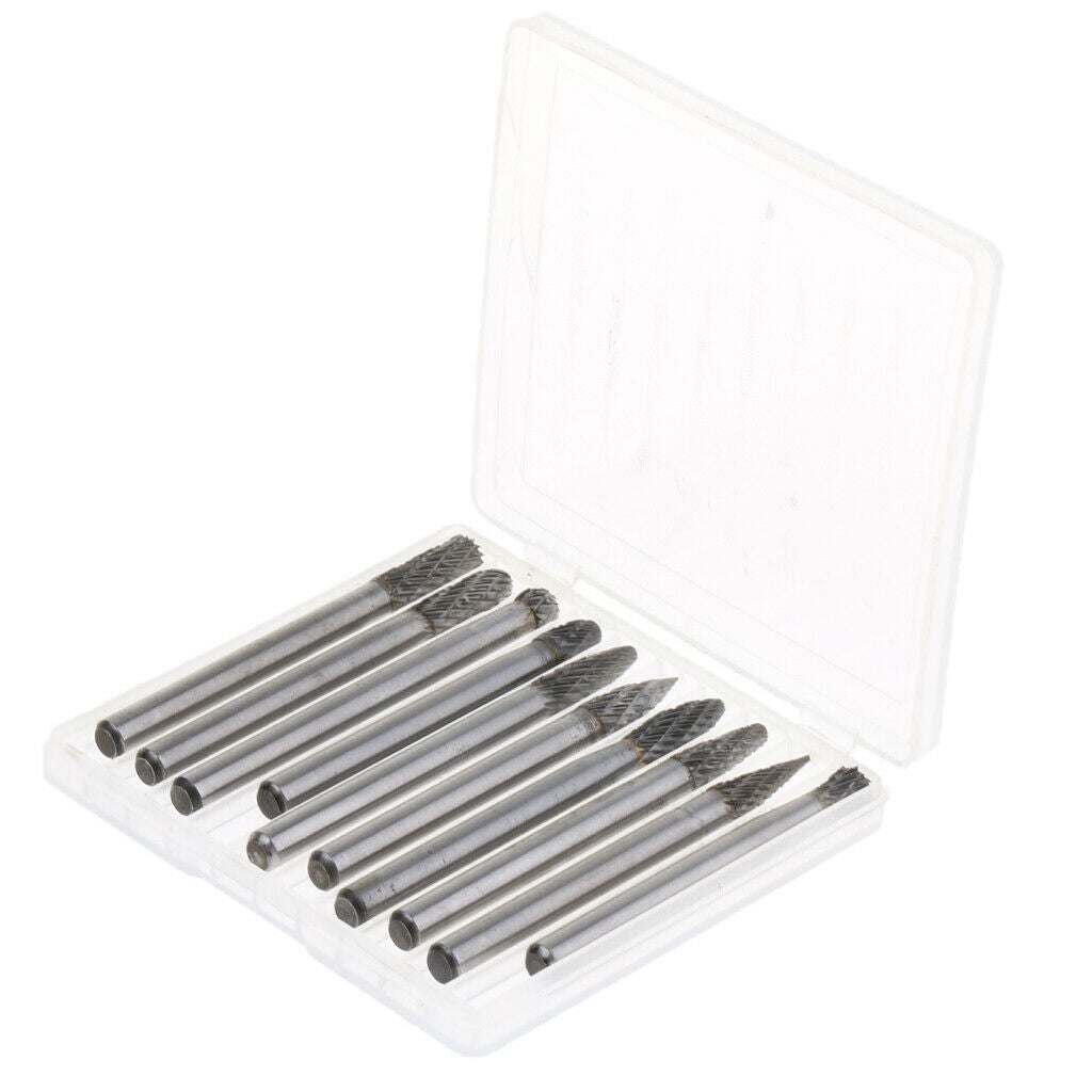 10 Piece 1/4" Shank Double Cut Carbide Rotary Burr Die Grinder Carving Bit