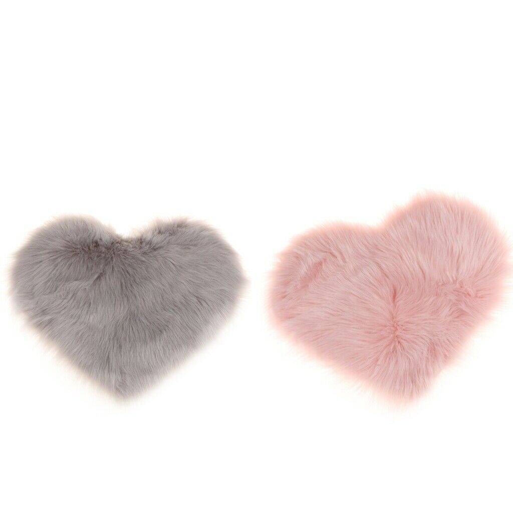 Love-Shape Faux Fur Sheepskin Area Rugs with 5cm Pile, Car Chair Seat Pads,