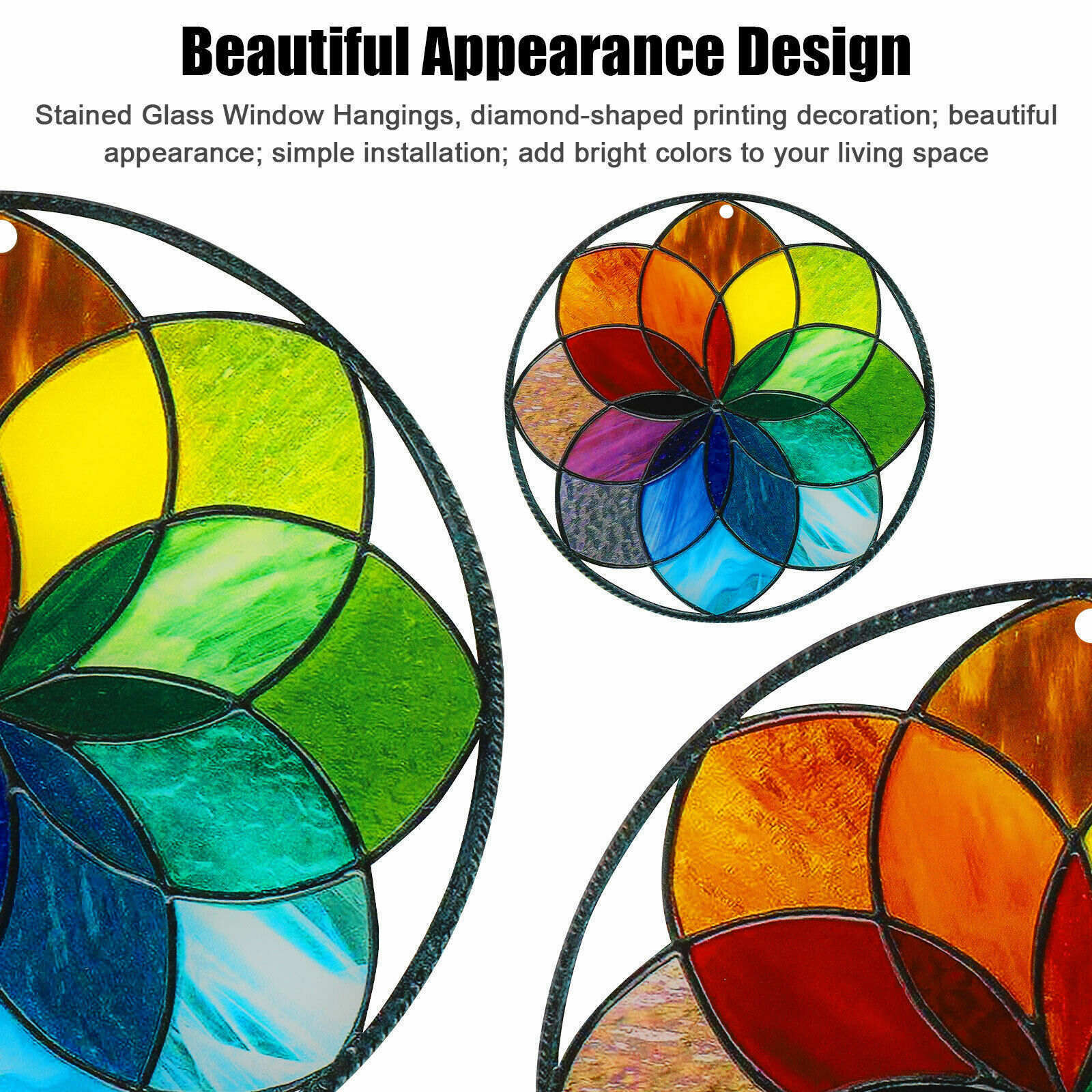 Stained Acrylic Rainbow Window Panel Hanging Suncatcher Wall Pendant Decoration