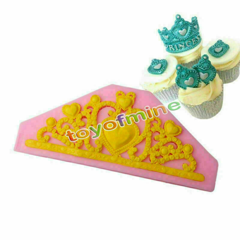 Lace Crown Jewelry Heart Silicone Mould Fondant Bake Cake Decorating Icing Mold