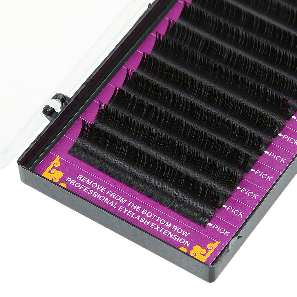 Black 12 Rows Eyelash Extension B Curl 0.15 Individual Semi Permanent 8mm 14mm