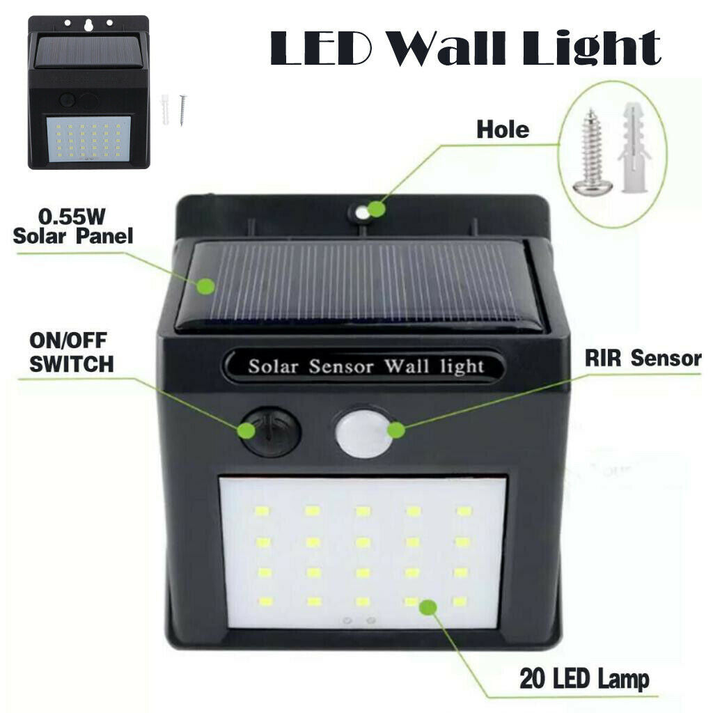 4PCS 30 LED Solar Power Motion Sensor Wall Light Outdoor Garden Lamp Waterproof