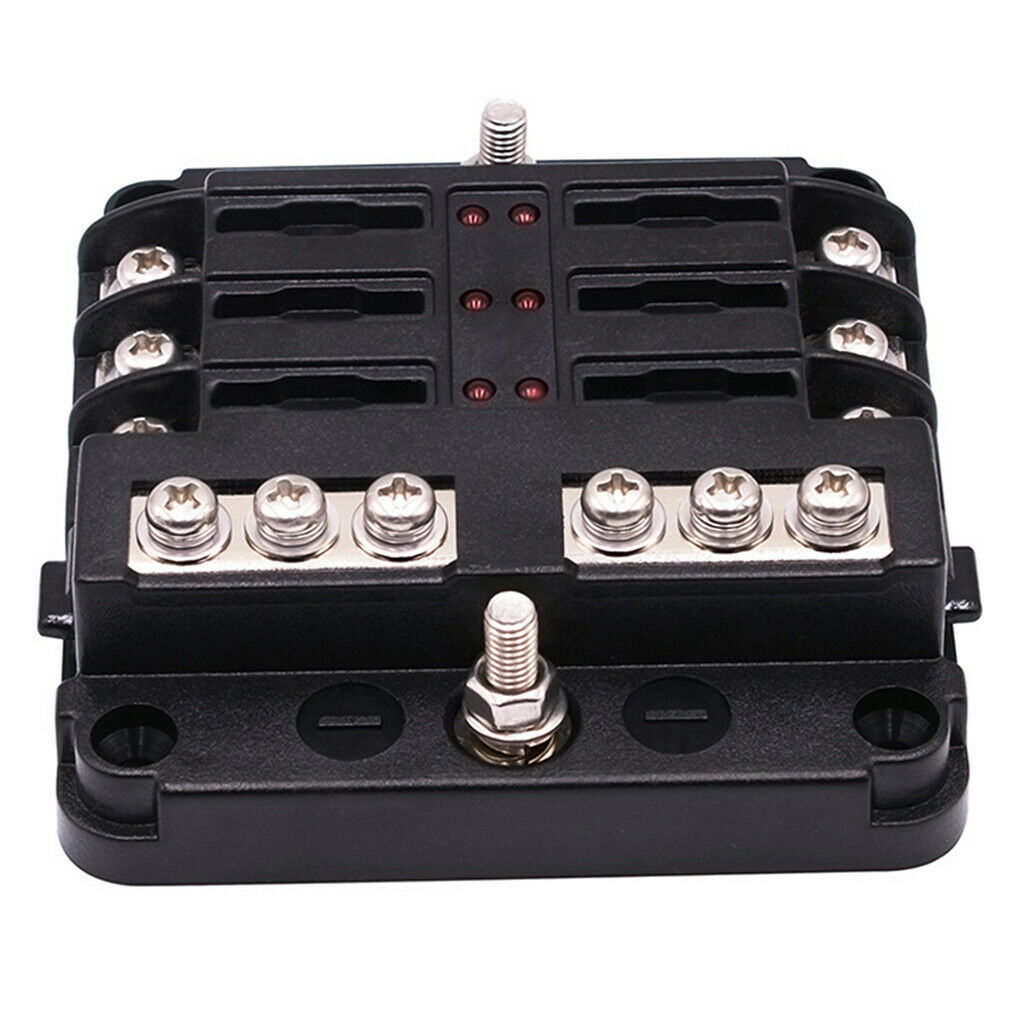 6-Way Marine Blade Fuse Block ATC/ATO Waterproof Car Fuse Box Holder Panel