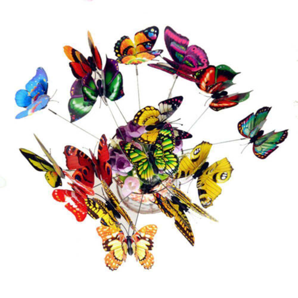 40Pcs Butterfly Stakes Outdoor Yard Planter Flower Pot Bed Garden Decoration US.