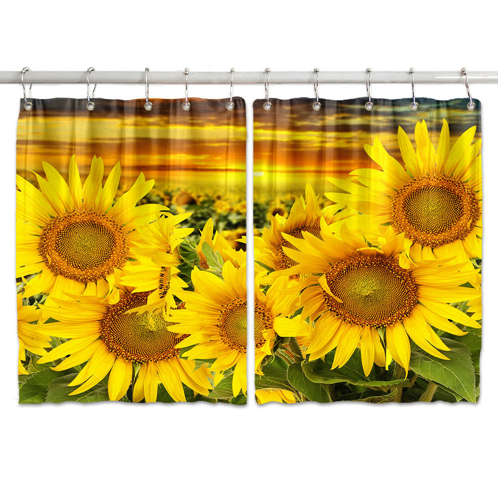 Sunflower Flower Window Curtain Treatments Kitchen Curtains 2 Panels, 55X39"