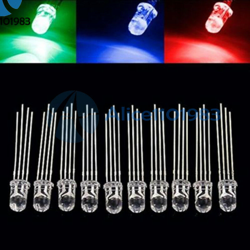 500Pcs 5mm 4pin RGB Tri-Color Common Cathode LED light Red Green Blue