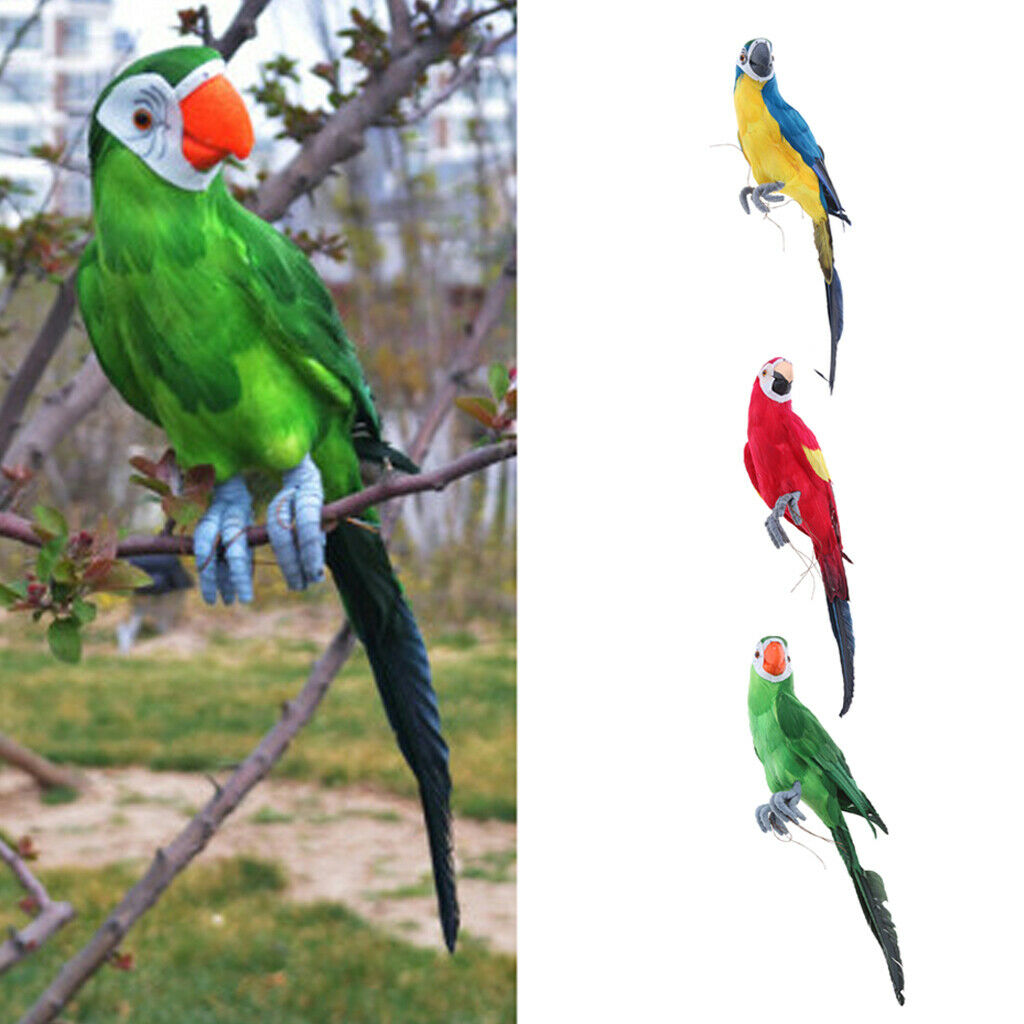 2X Realistic Parrot Red-crowned Crane Bird Sculpture Garden Outdoor Decor