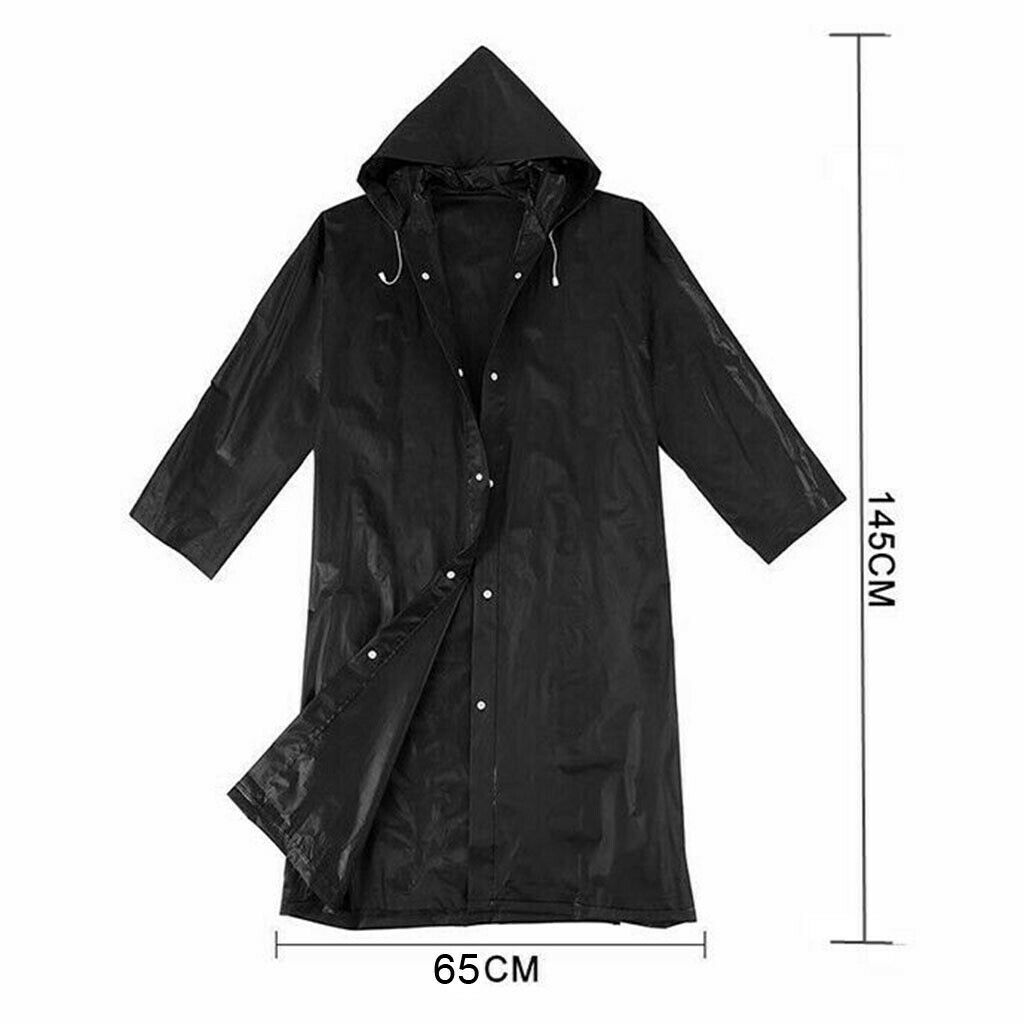 Packable Long Hooded Rain Jacket Waterproof Lightweight Raincoat Poncho